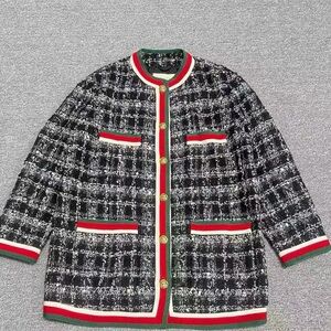 Authentic Gucci Black Tweed Blazer with Red and Green Trim